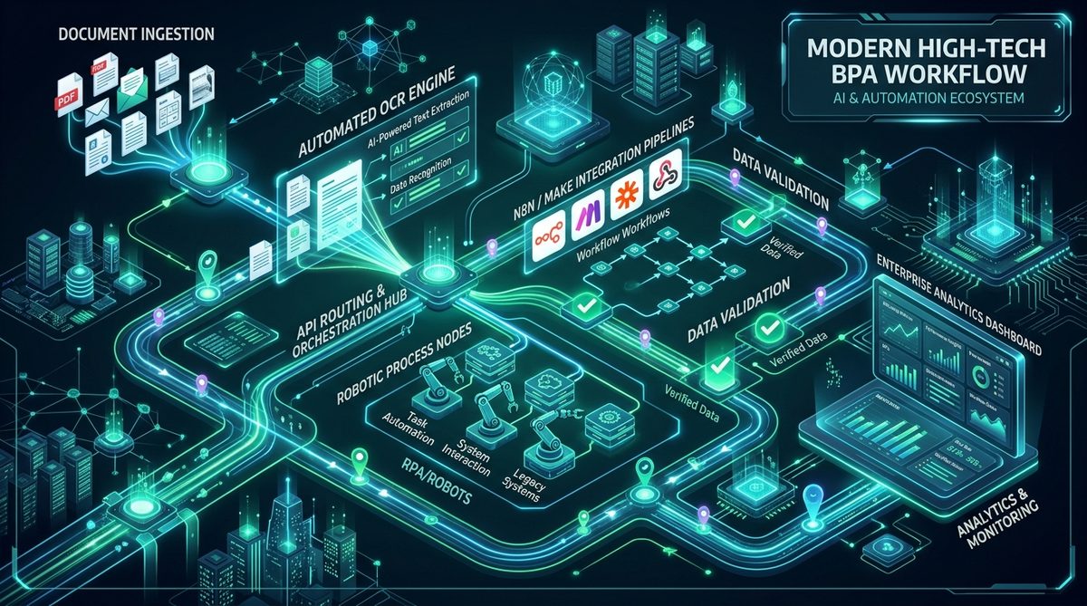 Modern High-Tech AI Business Process Automation Ecosystem