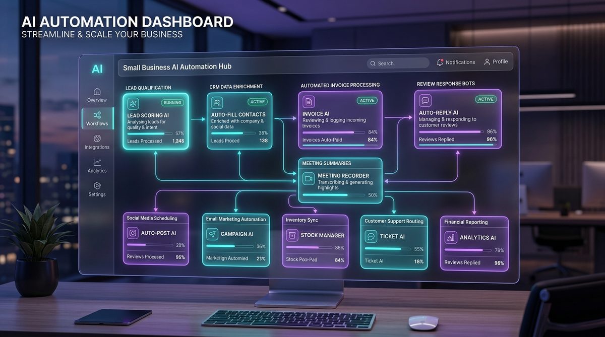 Small Business AI Automation Hub and Workflow Dashboard